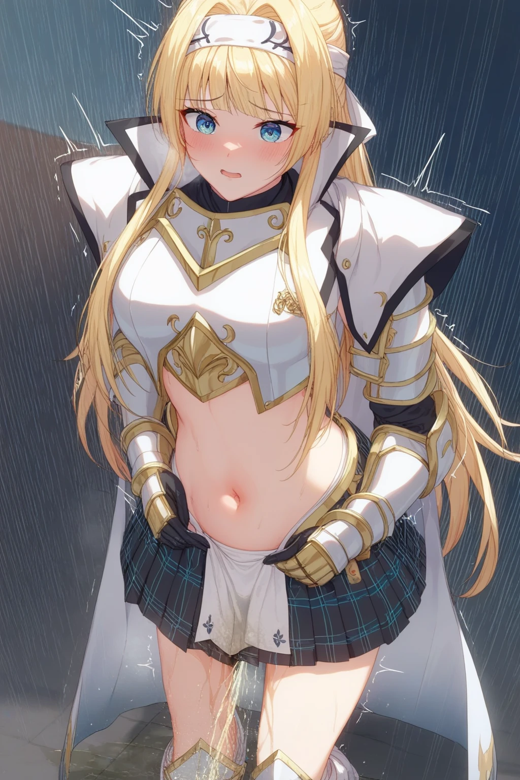 Ultra-high definition image quality、beautiful girl、Female Swordsman、Light Armor、Greeboots、Long Hair、blonde、20-year-old、have confidence々face、Very short tight skirt、Sexy stance、Cowgirl、wilderness、Highest quality,Big Ass、Big Breasts、Thighs、Grasping the hilt of the holy sword Excalibur、Pure white, luxuriously decorated panties、Jump with big strides and kicking off with your feet、Joan of Arc style clothing、Wind King Barrier、Her hair is fluttering in the wind、The Sword of Promised Victory、god々Wearing a new aura、Big Ass、Valkyrie the War Maiden、Crotch close-up、Angle from directly below、Steam from the crotch、Sweaty crotch
