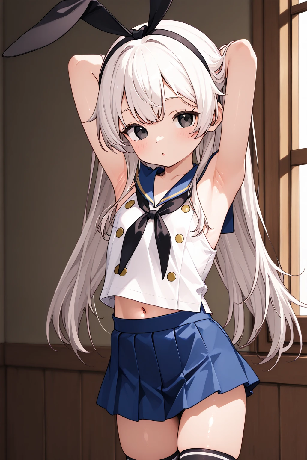 1girl, Small Loli, cola de caballo grande, small skirt, bonito trasero, trasero visible, su espalda visible, ropa interior abajo
