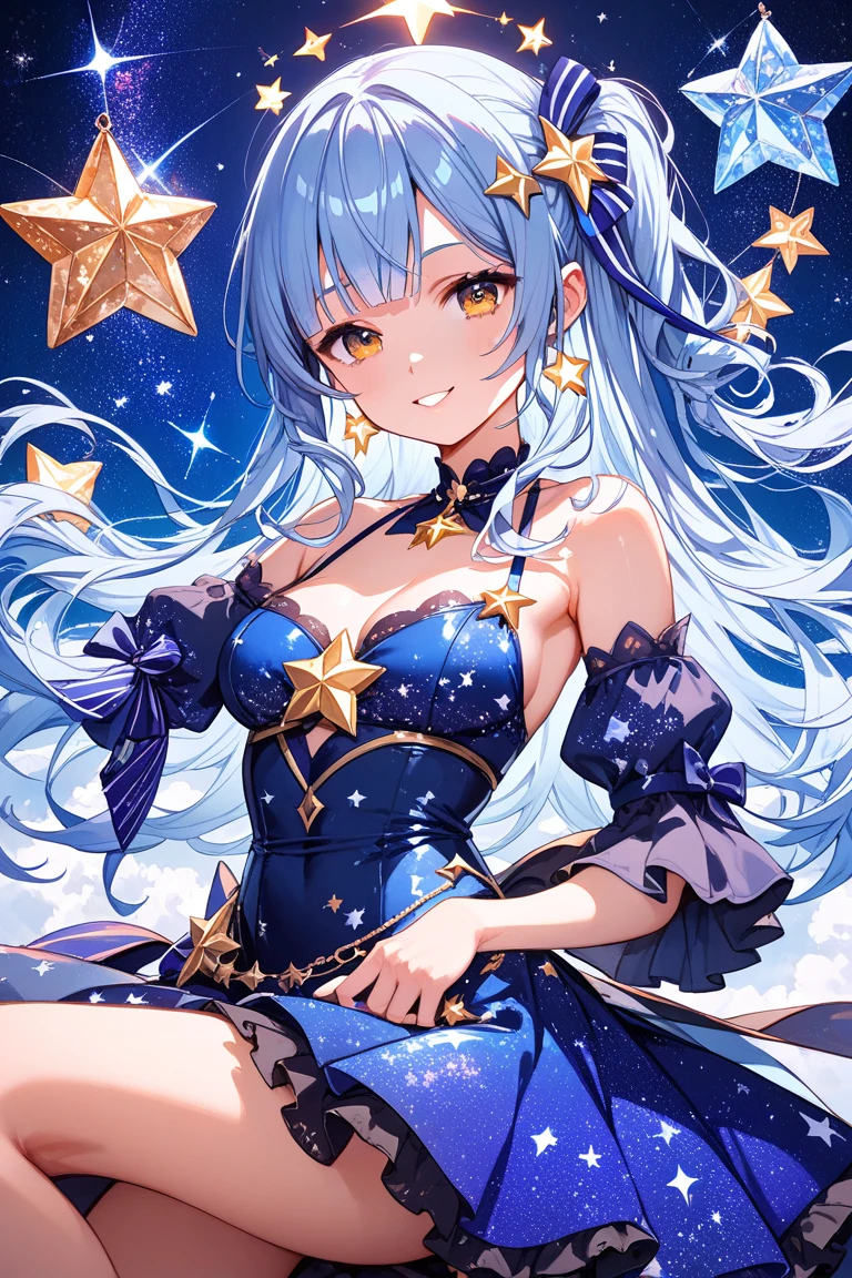 blue girl bear and a star. SPARKLE; GLITTER