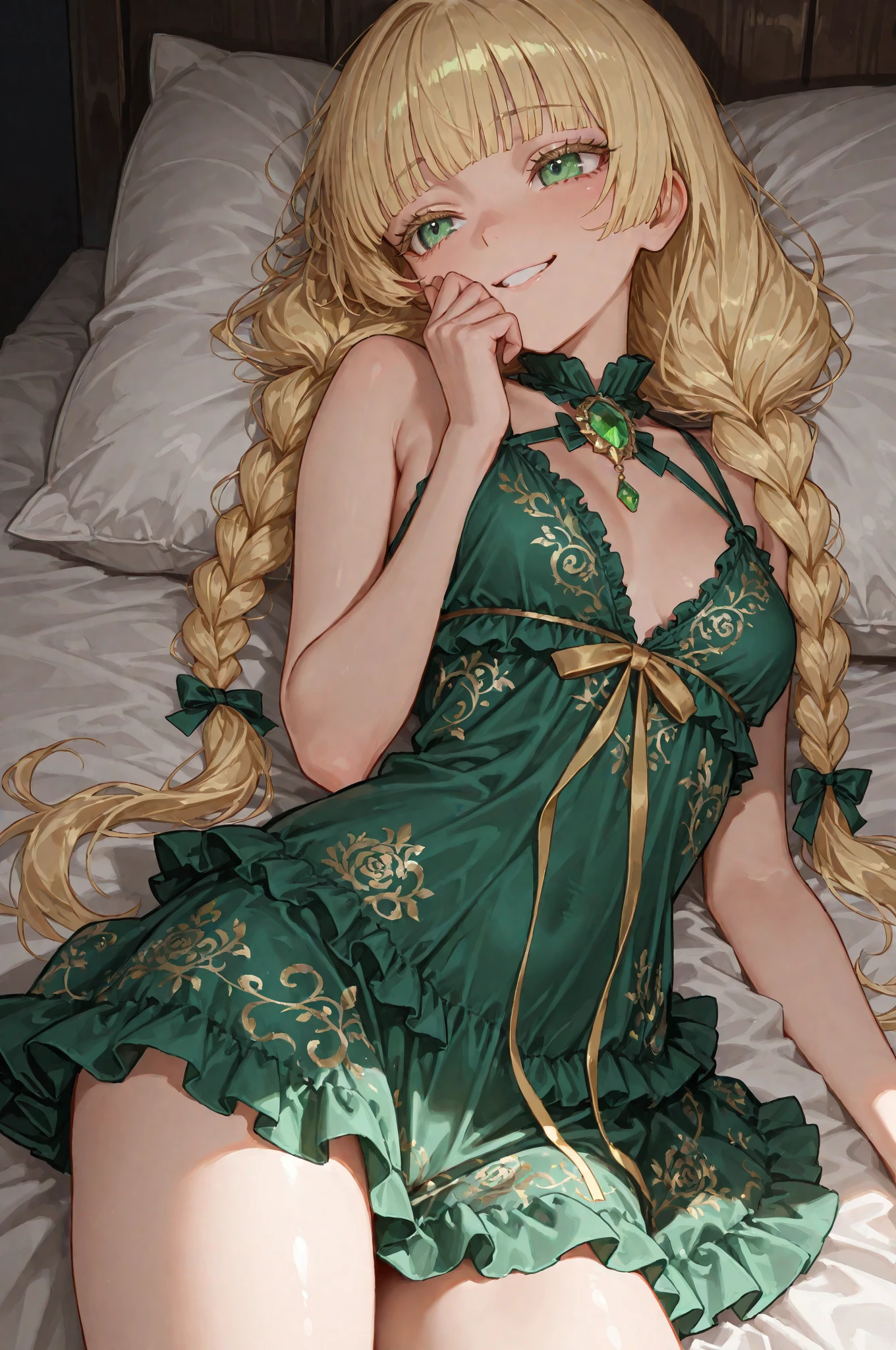 1 doll , doll is girl , ((ball joint)), cute, sitting, hands behind back, green eyes, blonde hair,((in the glass case)) , ((overlooking)), ((underwear)) ,((masterpiece)), ((best quality)), ((ultra-detailed)), (illustration), ((an extremely delicate and beautiful))