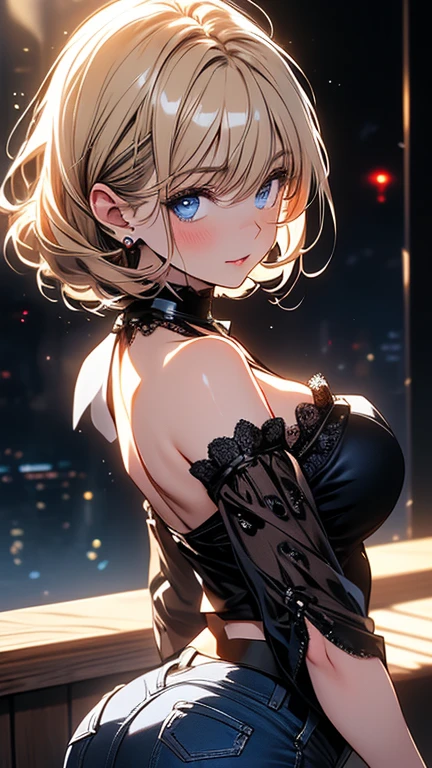 (Ultra-high resolution, 8K original image, real, Thin contours), (Cinema Lighting, Fabric Shading),  (巨not a big deal乳房, Breast drooping, not a big deal , Split), 1 Girl, ((Female knight costume, Mature Woman:1.2)), 20-year-old, (got it, Long side slit skirt), blush, Hot State, Embarrassing, Looking at the audience, Blonde, night, Clothes that accentuate the body line, (Dynamic Angle, From the bottom center), , 