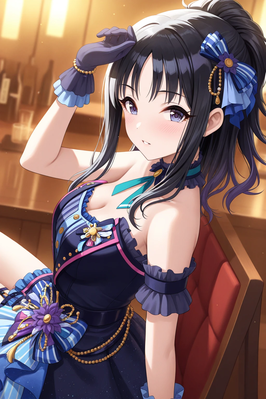 Love Live adult Kanan Matsuura, masterpiece, highest quality, gloss, fantastic background, attire randum, desire