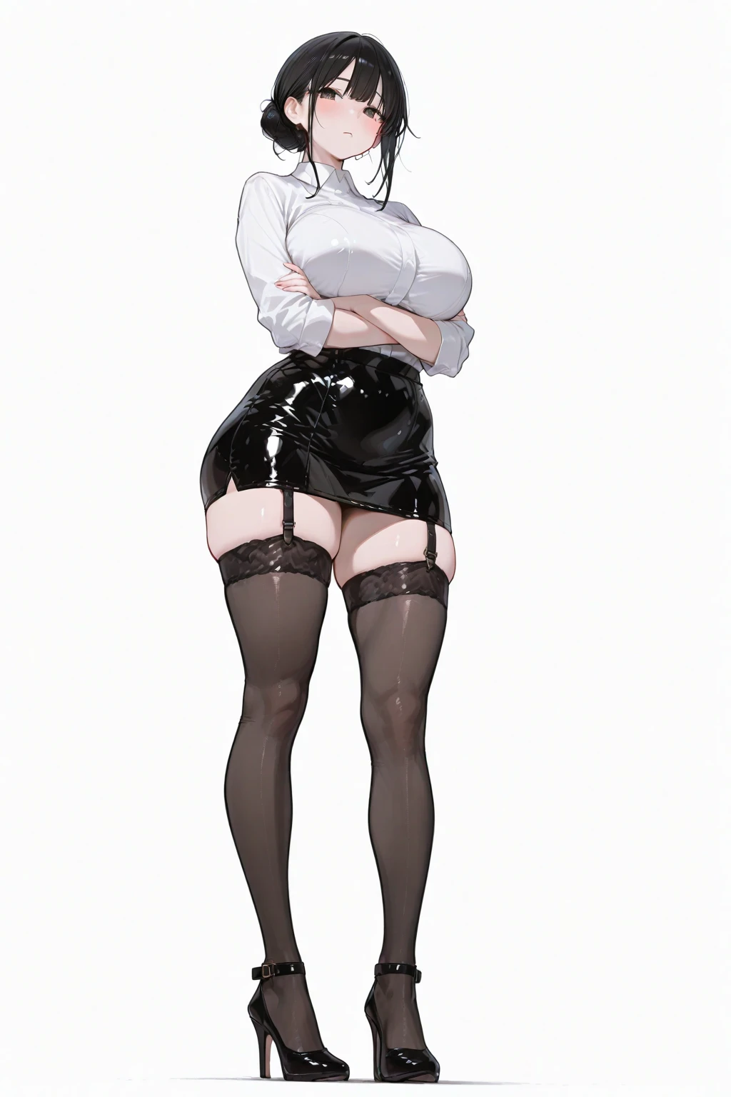 (masterpiece, Highest quality:1.2), One Girl, alone, whole body, Big Breasts,, Brown Hair,Big Breasts, Brown eyes, Mature Woman, ((Character design sheet)),((rough sketch)), blush, Wearing a full Chinese dress, Completely wearing white stockings, whole body, Brown Hair, lipstick, ((Peeking up a skirt)), ((A skirt flipped up by the wind)), ((White micro panties)), Beautiful thighs,Wet,pubic hair, zettai ryouiki, Exposing your thighs, White skin, (White garter stockings), ((Wear white high heels)),