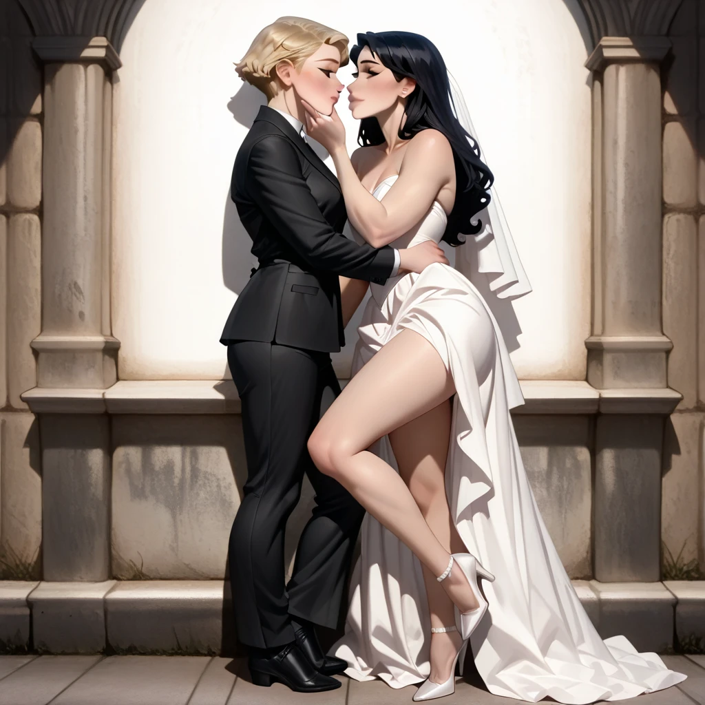 wedding, lesbian, black girl, blonde white girl