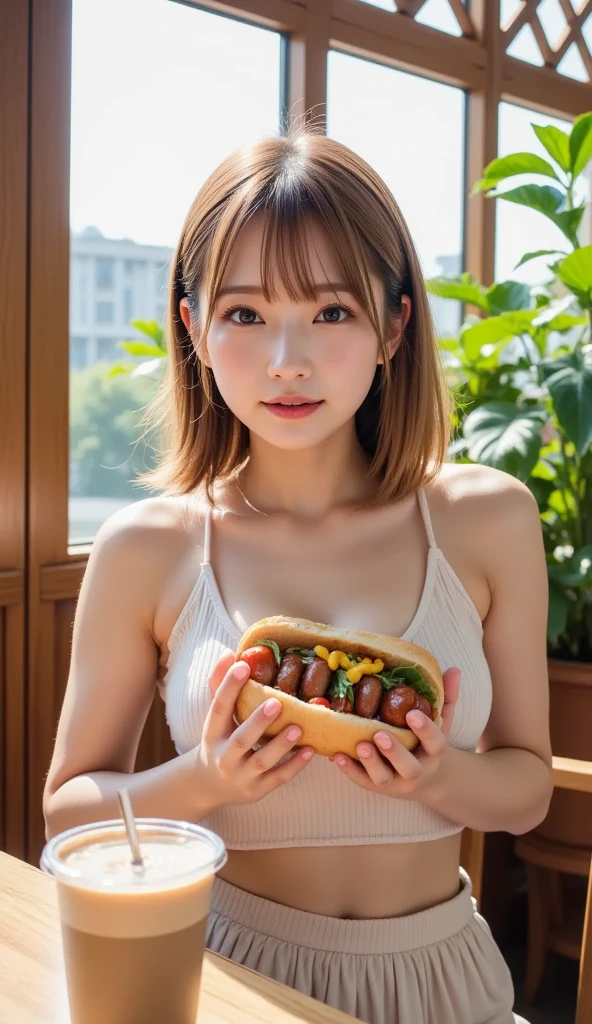 (((shot from above))),Cowboy shot, white skin, (masterpiece: 1.4), (best quality: 1.4), beautiful girl, ((nipples: 1.1)), cute smile: 1.2, teeth, ((big breasts)),((big breasts)), ((model body)), Japanese, 20 years old, cute face, (sad face: 1.2), ((bondage costume)), bondage, harness, O-ring, line of sight, short hair, barbecue, ((grilled meat on a griddle)), ((full body, Wet water, wet hair)), (((a lot of grilled meat around the woman))), (((lying on the iron plate, on her back))), (whole body: 1.6),(((Exposed breasts))) ,(((Nipples exposed))),