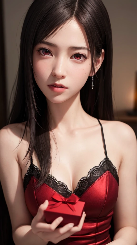 Detailed、Two Girls、Japanese、Attractive beauty、Attractive adult woman、Beautiful woman、Sharp Eye、Cool girl、Wavy Hair、flowing bangs、Long black cheongsam、Wide sleeves、Evil Executive、evil depravity、brainwashing、Mind control、lipstick、Lip gloss、Heavy makeup、Grin、Whisper in my ear、Evil expression、evil、Hollow Eyes,Half-closed eyes、Hollow Eyes、evil、Church at night、vampire、Succubus、vampire、makeup brush、Swear allegiance、stand