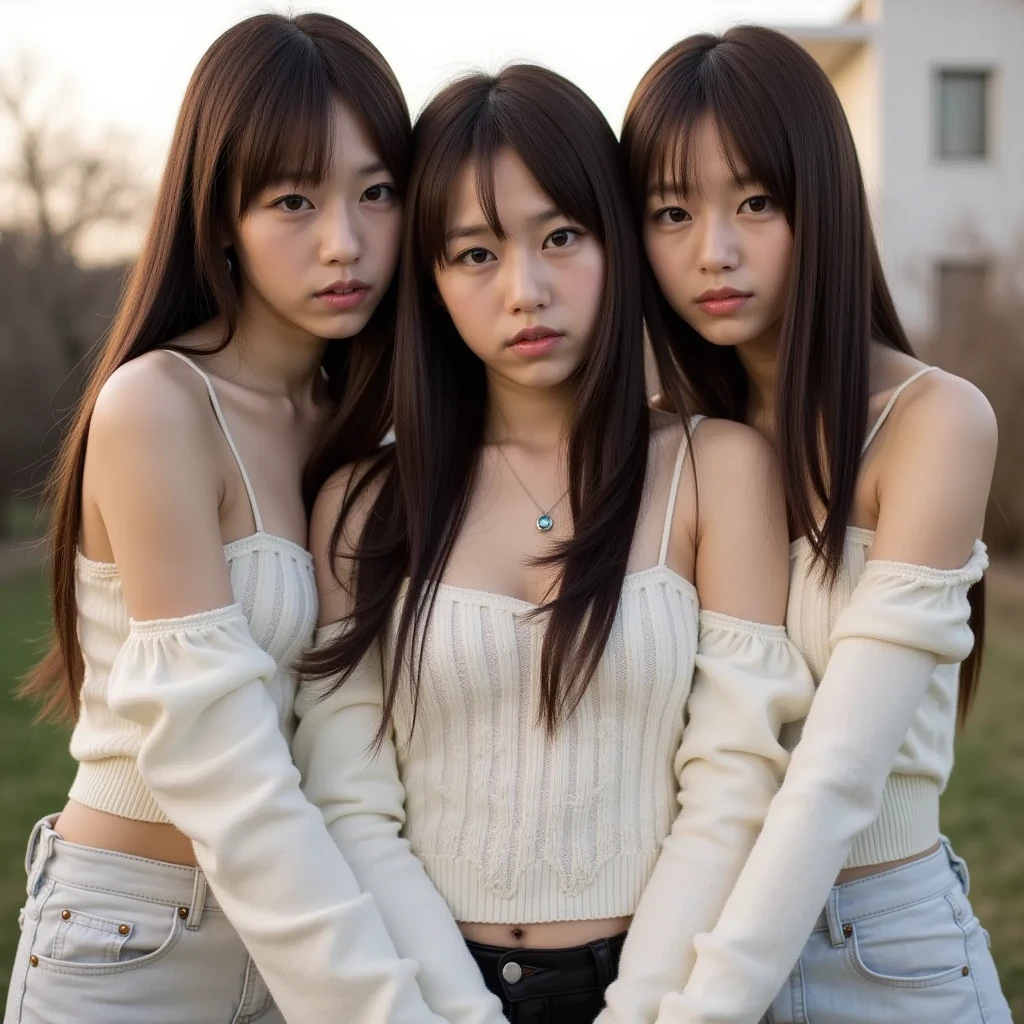 long_hair, looking_at_viewer, multiple_girls, 3 russin girls,