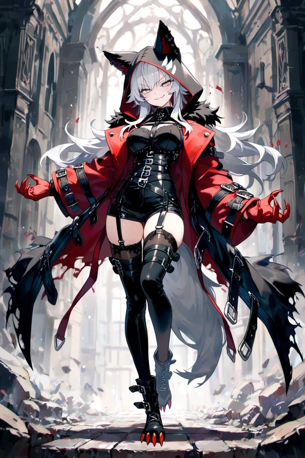 <lora:pastelMixStylizedAnime_pastelMixLoraVersion:0.25>, <lora:roluaStyleLora_r:0.25>,<lora:V11ForegroundPlant_V11:0.3>, masterpiece, best quality, 1girl, solo, red eyes, silver hair, red streaked hair, demon girl, demon tail, demon wings, demon horns, square pupils, (small breast), street, <lora:akumaria:0.6>, full body,kabuto, japanese armor, japanese clothes, holding tantou, (machine:1.2),(translucent:1.2),false limb, prosthetic weapon, tentacles,  (night, blood sky, red moon), (winter)