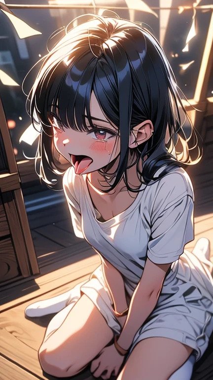 (masterpiece, highest quality:1.2), {best quality}, {very aesthetic}, {ultra-detailed}, {best illustration}, nsfw,,One girl, bed, Bobcut, Bluish black hair、1girl, nipple, nsfw, nipple piercing, orgasm, {portrait}, best quality, very aesthetic,