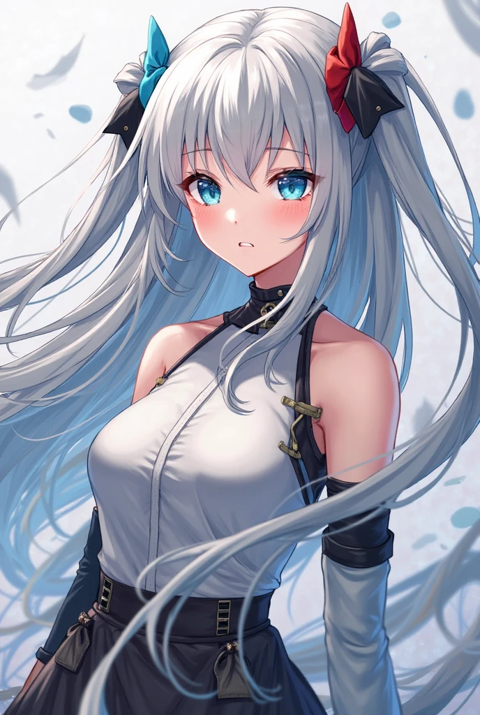 high qulity,hyper-detailing,tmasterpiece,Best quality at best,详细的脸,detailed back ground,high-resolution illustrations,seen from the side,Look away,1girl,long whitr hair,hair straight,White hair