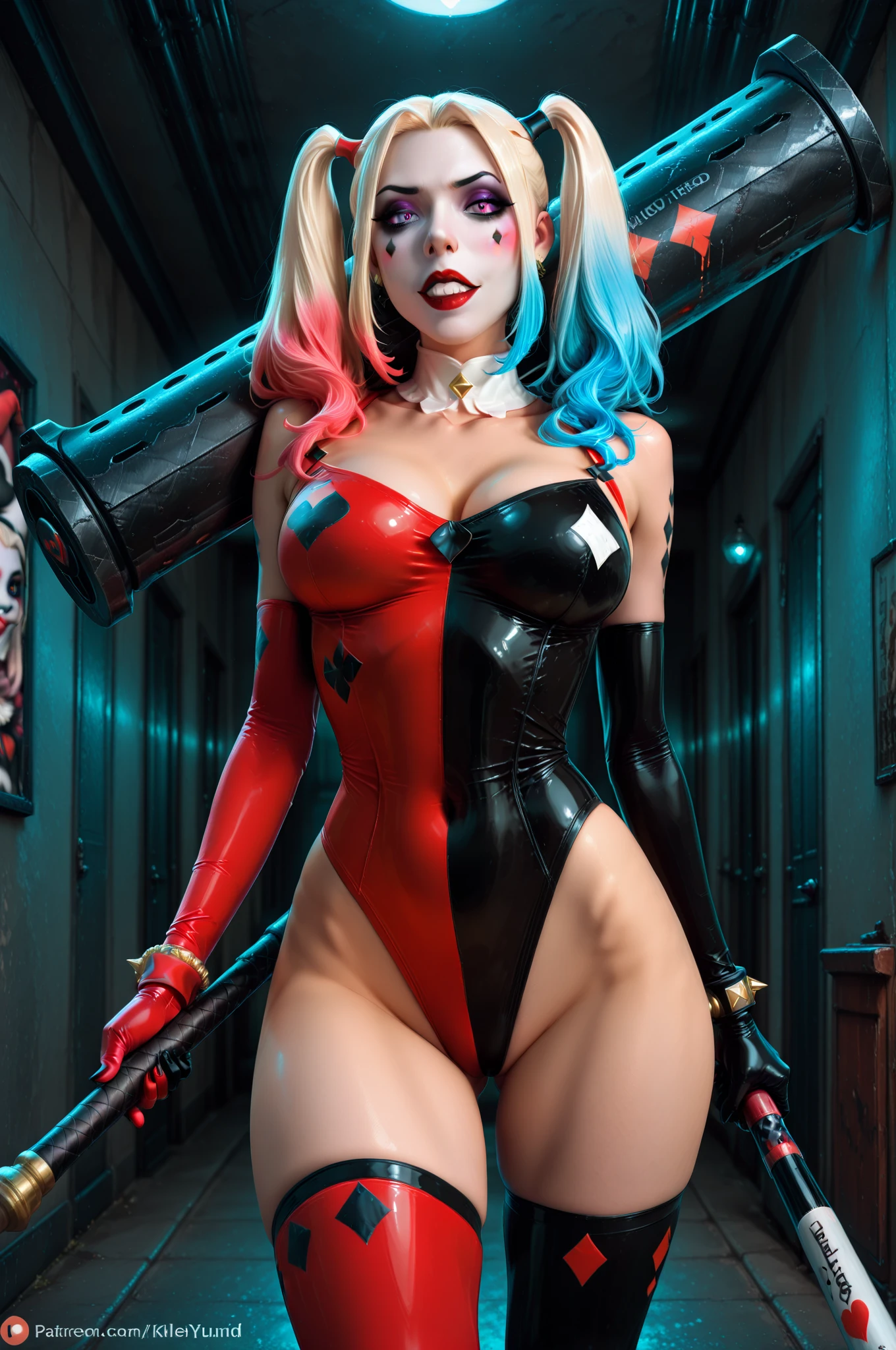 Harley Quinn, offener Mund, sexy Pose, Perfect body, 8k, perfekt, POV, Meisterwerk, Betrachter anschauen, sexy Ausstrahlung, good quality, eregter blick, perfekte Augen, perfektes Gesicht, will sex haben, will ficken, ist sehr eregt, Arkham-Ritter, Harley Quinn Hose, orgasmus, ernster Blick, feuchte Haut, schwitzen, wet body, transparente Kleidung, zerrissene Kleidung, destroyed clothes, milf, Nacht, notgeil, fishnet, Overknee-Stiefel, lange Beine, hole body, Netzoberteil, fishnet shirt, Catsuit, fishnet Bodysuit, Zunge ausstrecken,