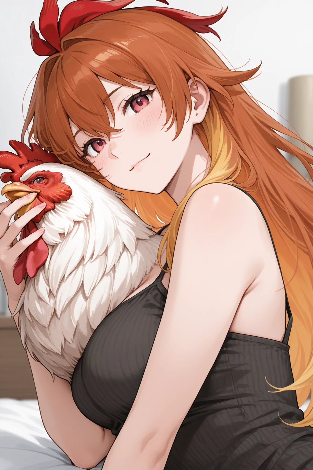 Nude anime girl with holding cock
