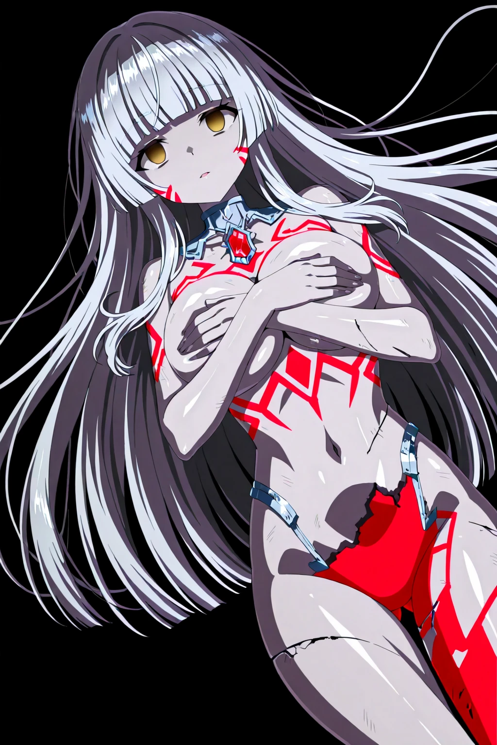 One naked girl、Being tied up with hands behind back、White Hair、Being exposed in a snowy town、Snowstorm、Lying on the snow、My head is buried in snow、Wide-open legs、Expressionless and dead-eyed、Nipples、Pussy、snow on the body、My body is dirty with snow
