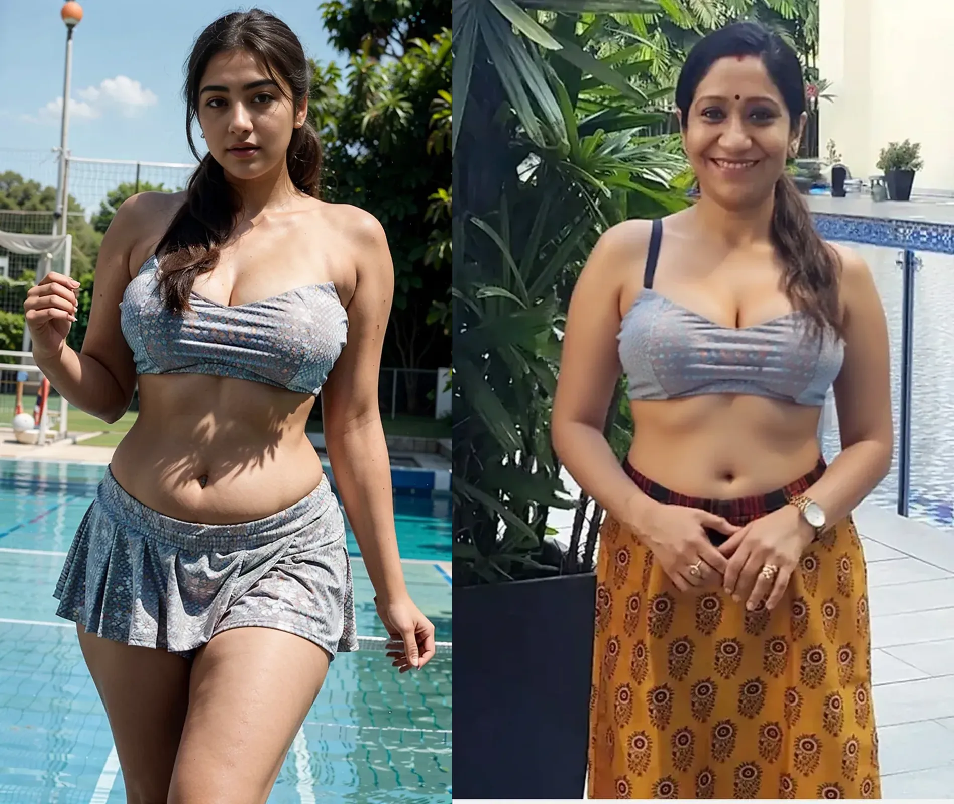 Indian skinny chubby girl standing