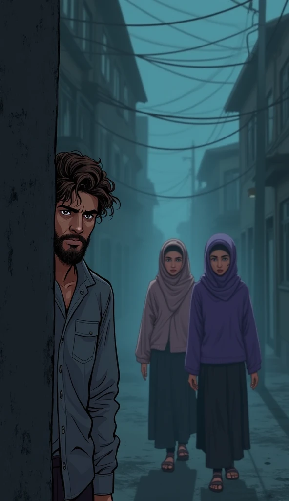 man wtih beard and women with hijab and chid going out very angry from nandos resturant