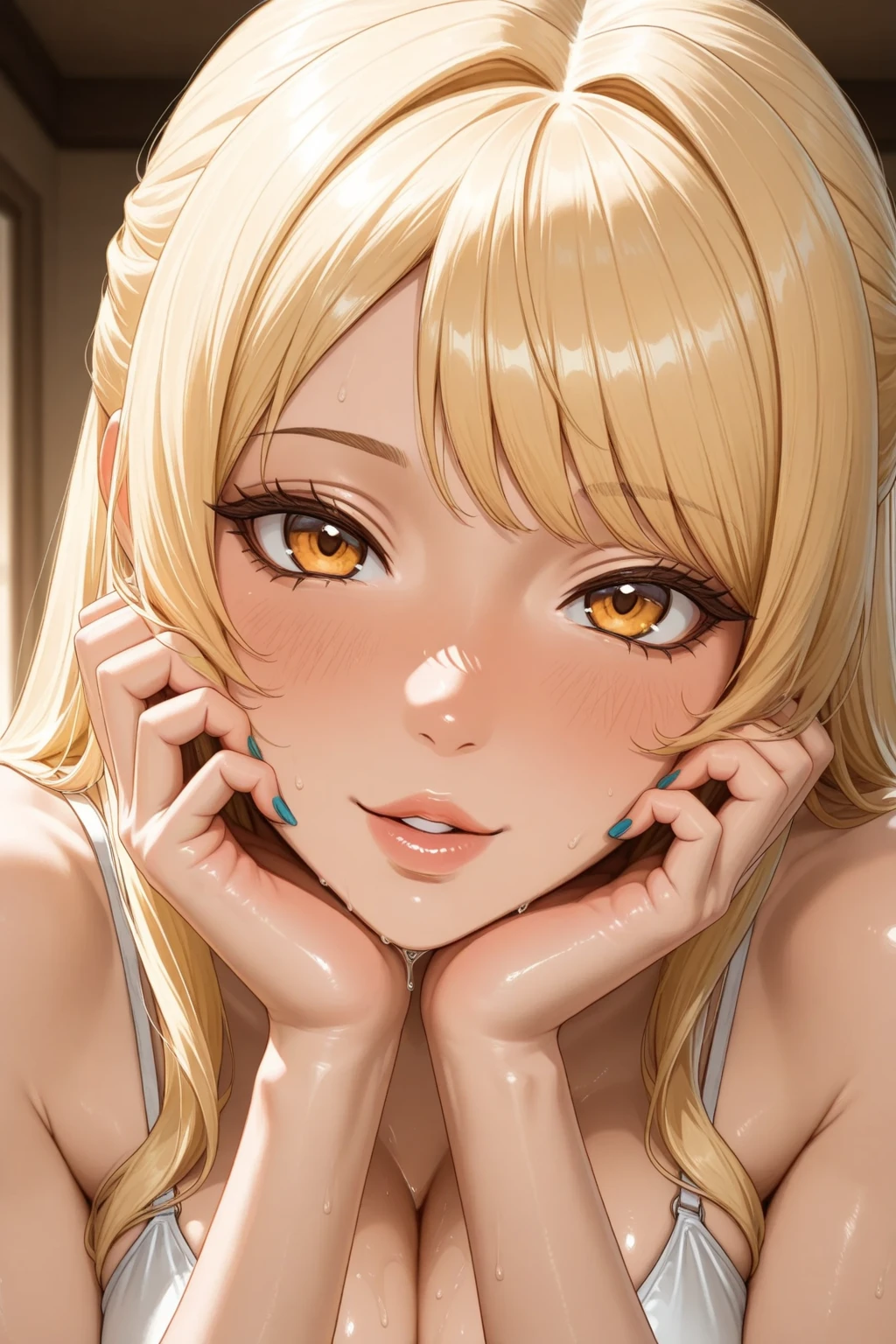 score_9, score_8_up, score_7_up, score_6_up, uncensored, asuna yuuki from sword art online, orange hair, long hair, fold, orange eyes, BREAK (masterpiece:1.2), best quality, high resolution, (detailed eyes:1.3), perfect lighting, (perfect hands, perfect anatomy), large breasts, feet, 1girl, on_stomach, ass, gloves, thighhighs, solo, looking_at_viewer, bound, jewelry, soles, restrained, toes, breasts, full_body, bare foot, 