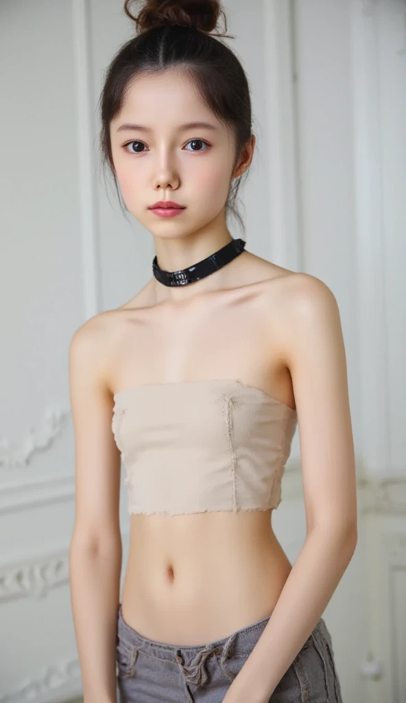 ((9x-UltraSharp)), ((SMALL HEAD)), ((NECK LACE)), Spread, ((SLEEPING LIE DOWN FEMBOY)), (((SAD FACE EXPRESSION:1.1)), ((NECK LACE)), ((GOTHIC EYELASHES & LIPS)), ((LIPS)), ((MEN'S STYLE SHORTHAIRCUT)), adorable, 1 girl, (face to face), 10 years old, baby face, happy, half body portrait, (face details: 1), (eye details: 1), ((tiny breasts)). ((Lingerie)), ((net stockings)), lingerie ((red lips)), (((LIGHT WHITE NAKED)))
