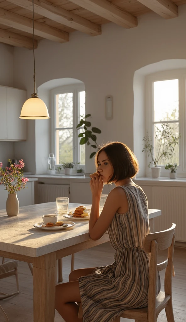 Nordic goddess wearing keffiyeh