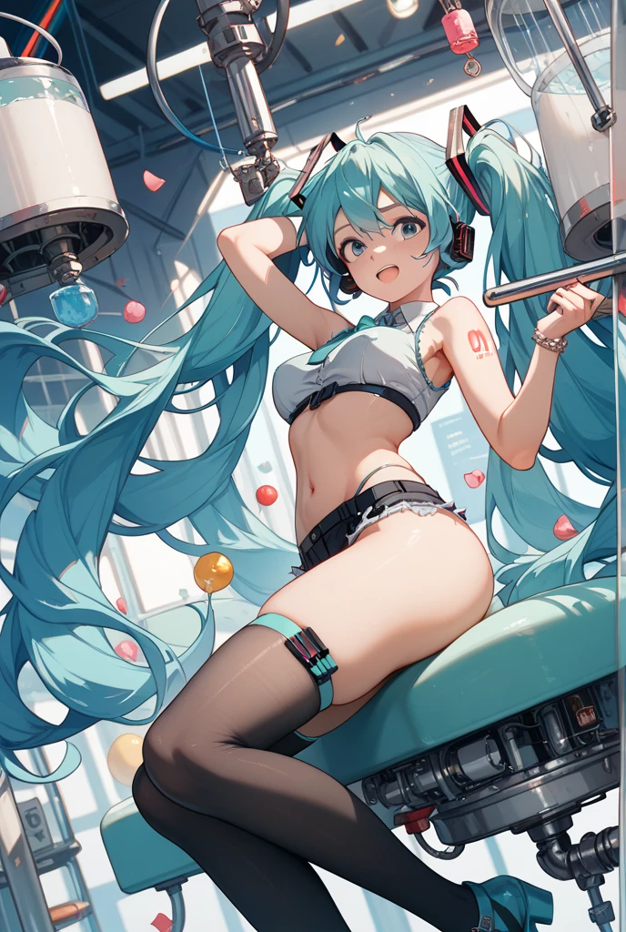 Hatsune Miku、A cup、slender、small breasts、High leg、bunny girl costume、Smooth plump thighs、Thigh emphasis、Show your armpits、black rabbit ears、sweaty、Tsuyudaku、tights　、Navel exposed、Ahegao、languorous expression、mouth wide open、sticks out tongue、sexy pose、Sweat dripping、Steam is coming out from around the body、Stuffy stuffiness　、Drooling、Jumpy convulsions、Climax、ecstasy、sensitive、Sweat profusely、drenched and sweaty body、ecstatic expression、Estrus、urine leaks、