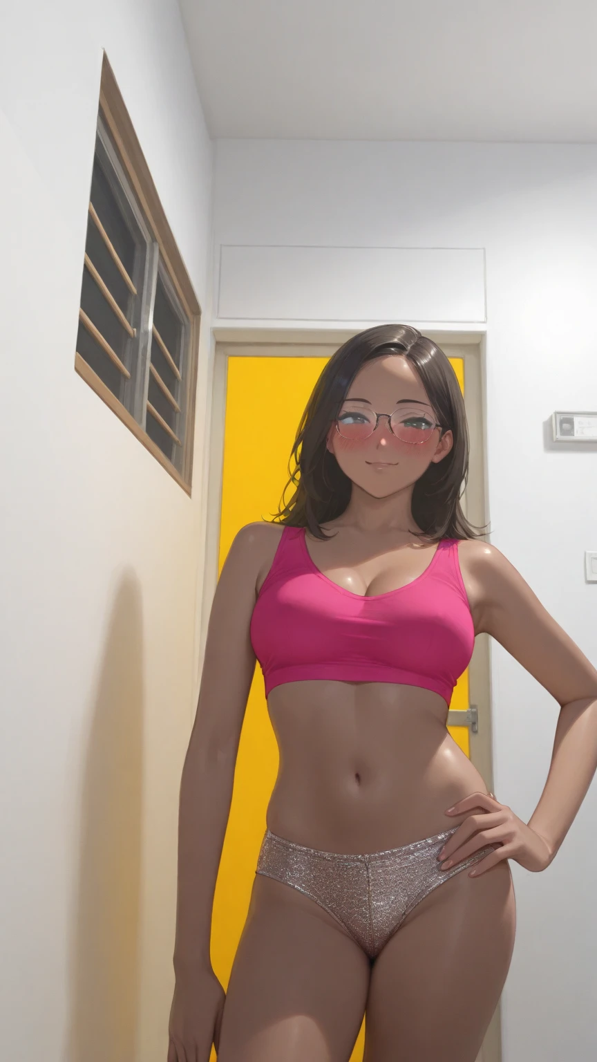 woman in a bikini taking a selfie in a bathroom mirror, brown hair and a perfect body, tanned, perfect body and face, tanned body, sexy look, perfect face and body, bikini model, perfect shape, perfect body, sexy girl, sexy hot body, brunette, sexy body, 21 years old, great body, buxom chested, large breasts size, with large breasts, stunning, large breasts, big breasts!, nsfw, slipping out of top, areola, areola slip, visable areola