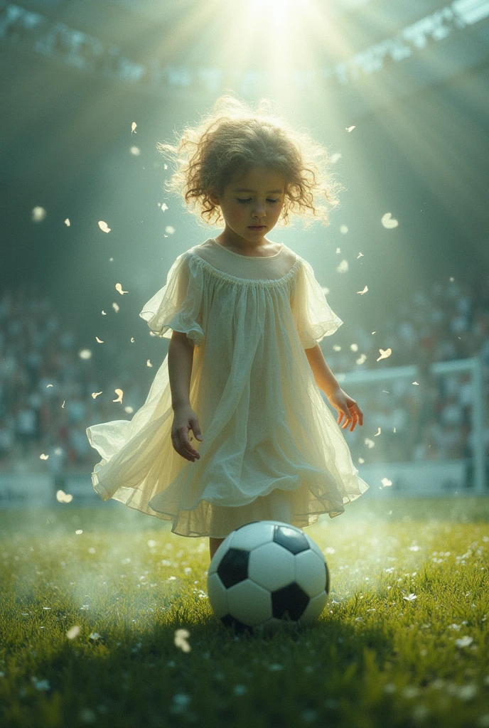 Ghost child playing football