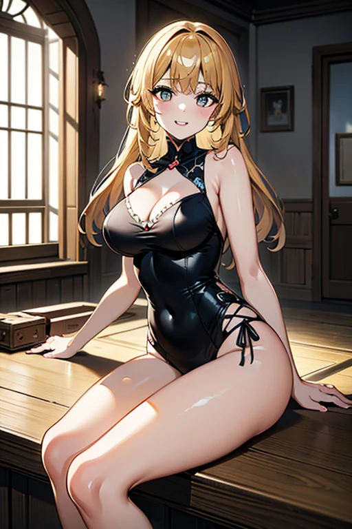 ((1girl, solo)), beautiful body, (perfect anatomy, perfect body, perfect hands, perfect legs), nice hands, natural proportions, sexy body, large breasts, sitting, hand up, knee up BREAK

((extremely detailed face)), blue eyes, (beautiful detailed eyes:1.6), (realistic pupils, realistic iris:1), expressive eyes, ((looking at viewer)), (clear eyes:1.3), (hyperrealistic:1.2), (detailed skin texture:1.2), smooth skin, (blonde hair:1.5), long hair, (ponytail:1.3), (x hair ornament:1.2), (detailed lips:1.2), (attractive lips:1.1), (glossy lips:1.1), perfect face, perfect eyes BREAK

bikini, swimsuit, string bikini, underboob, sideboob, animal print, cow print, choker, neck bell, cowbell, elbow gloves, side-tie bikini bottom, thighhighs, high heels, skindentation BREAK

(masterpiece:1.5), anime-style, top quality, best quality, (beautiful and aesthetic:1.2), (ultra detail:1.5), Ultra-detailed depiction, Ultra-precise depiction, extremely detailed 8k illustration, high resolution, (highly detailed shading:1.2), (realistic lighting:1.4), perfect lighting, vibrant colors, dynamic tones, striking hues, 8k, absurd resolution, perfect shadows, hdr, UHD, ambient lighting, realistic, ultra-realistic, photo realistic, highly detailed, rich detail, luminous colors, fine texture, intricate design, professional illustration, (soft light:1.2), (illustration:0.7)