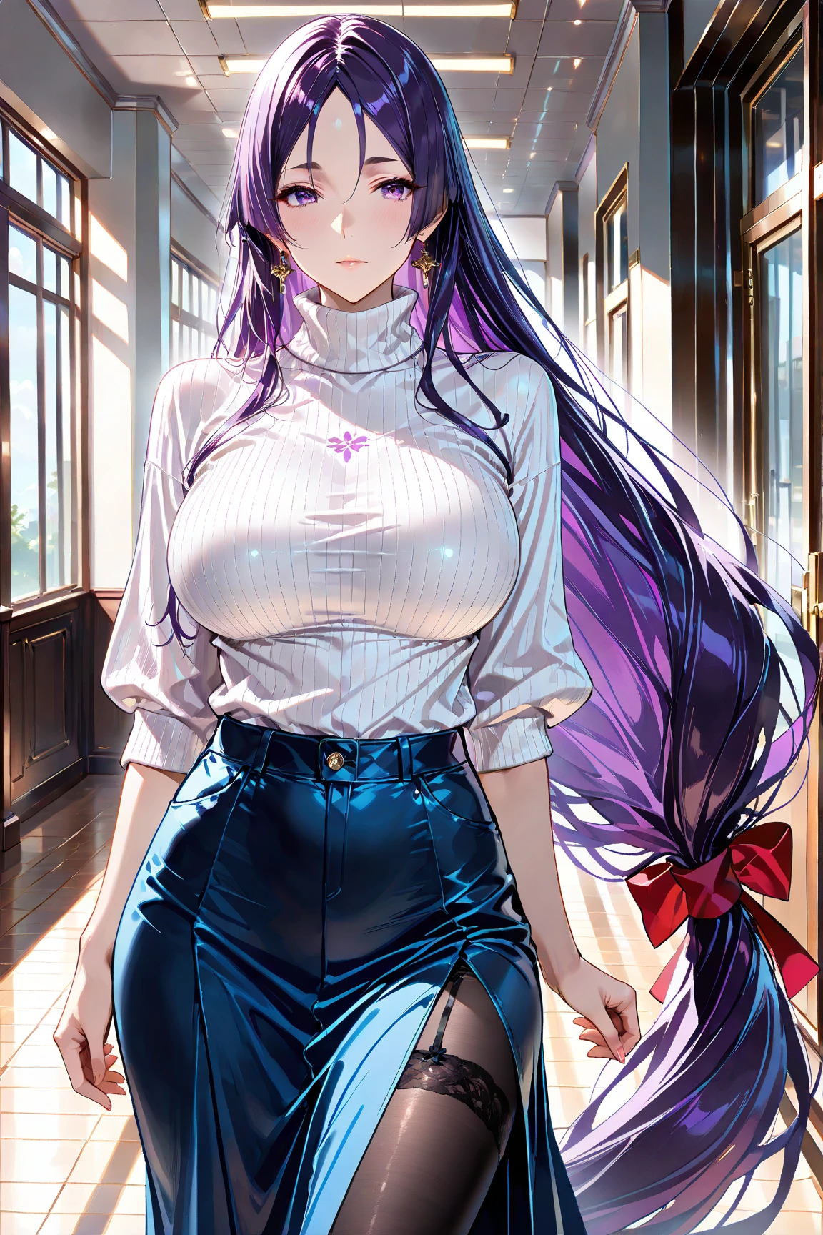 ((best quality)), ((masterpiece)), (Ultra detailed), ((4k)) , ((Eyes Details)) 

Solo , Purple Hair , Blue eyes , Cute Face , Middle Ages, Cat Ears , Cute Smile , 

Red Long Shirt , Plain Shirt , Headphone Neck , Cute Pose