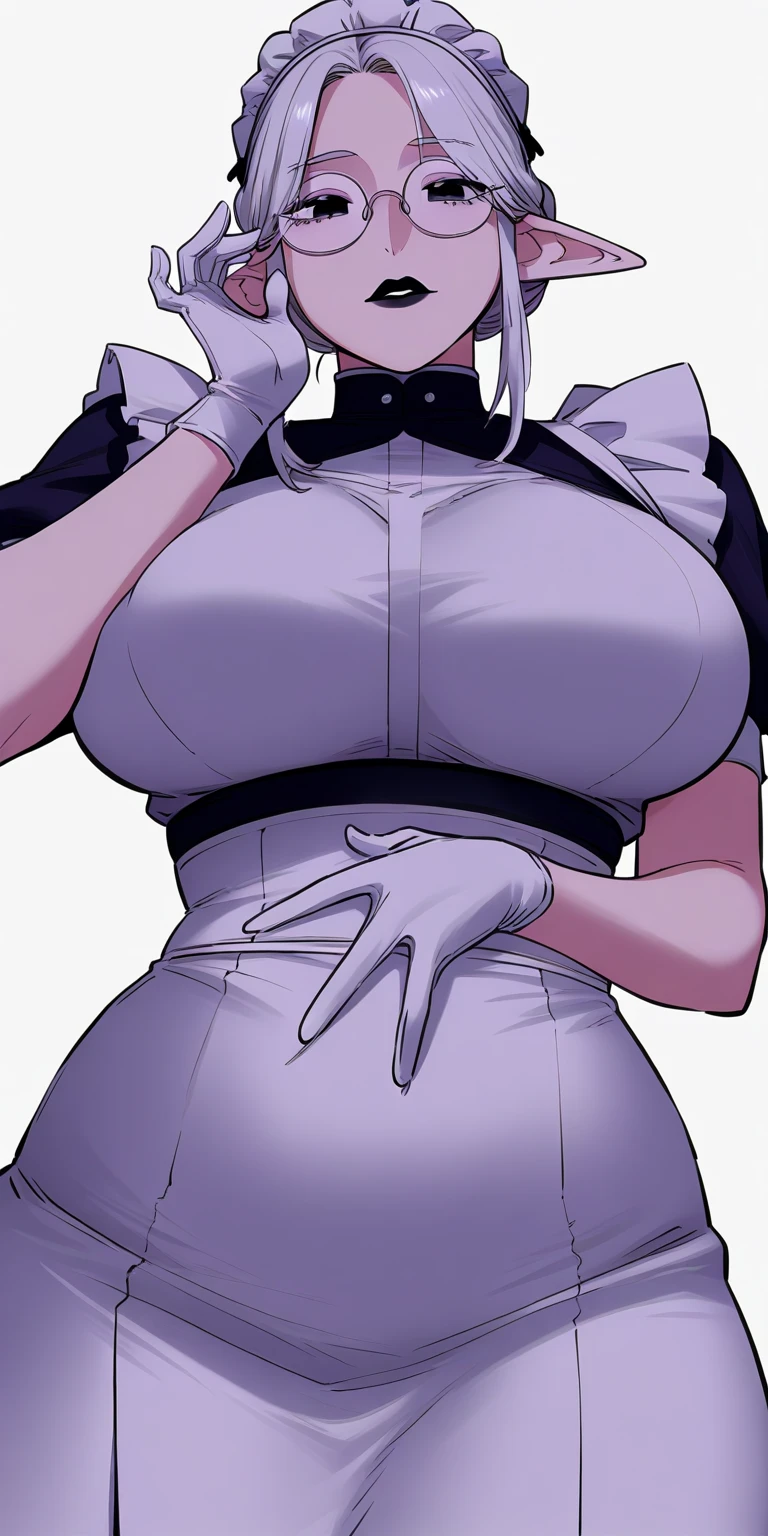 (masterpiece, best quality:1.2), sharp focus,
shiny skin, 1girl, solo,
<lora:motsuaki:1>, motsuaki,
1girl, solo, cowboy shot, bathroom, noon, the pose, gray hair, very short hair, swept bangs, gray eyes, pale skin, nurse, witch hat, huge breasts, giggling,
<lora:Mild detail adjusterV10:0.5>