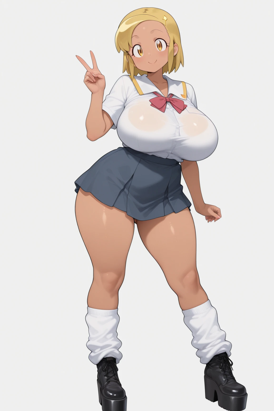 Huge Breasts,Huge Ass、Are standing、plump and thick thighs,Knee-high socks、Sexy pose