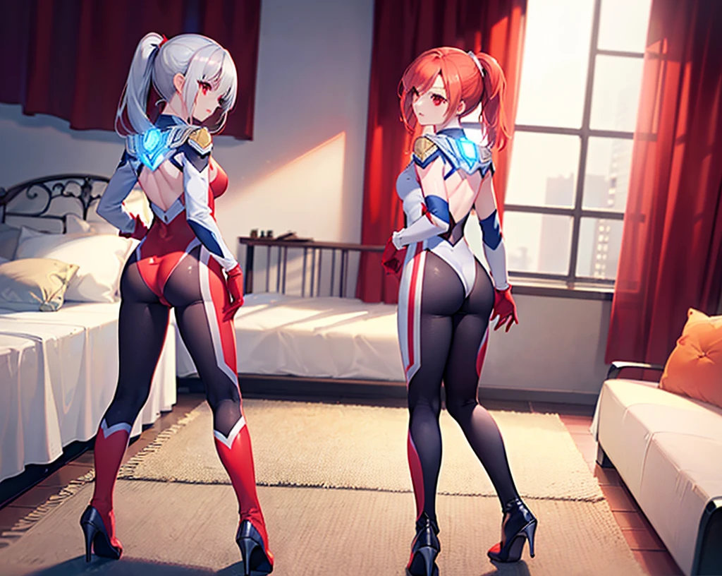 (back view, back view),,(La Best quality,A high resolution,Ultra - details,valid),Ariana Grande in white shoes and( shackles:1.3),(pantibright red tights nylon /shackles:1.4), tight red top, (completely gray white hair:1.4 ) , (Tokyo night alley background :1.4), More detailed 8K.unreal engine:1.4,HD,La Best quality:1.4, Photorealistic:1.4, Skin texture:1.4, masterpiece:1.8,masterpiece, Best quality,Объект Object], (detailed facial features:1.3),(Correct proportions),(beautiful blue eyes),  (Cowboy pose), (fingers detail :1.4), ,( Cyberpunk 2.1), (kawaii style:1.4) , (bright red tights/shackles:1.4),(Ideal Anatomy), (nylon red tights :1.4), (Levanta cola white socks :1.4) 