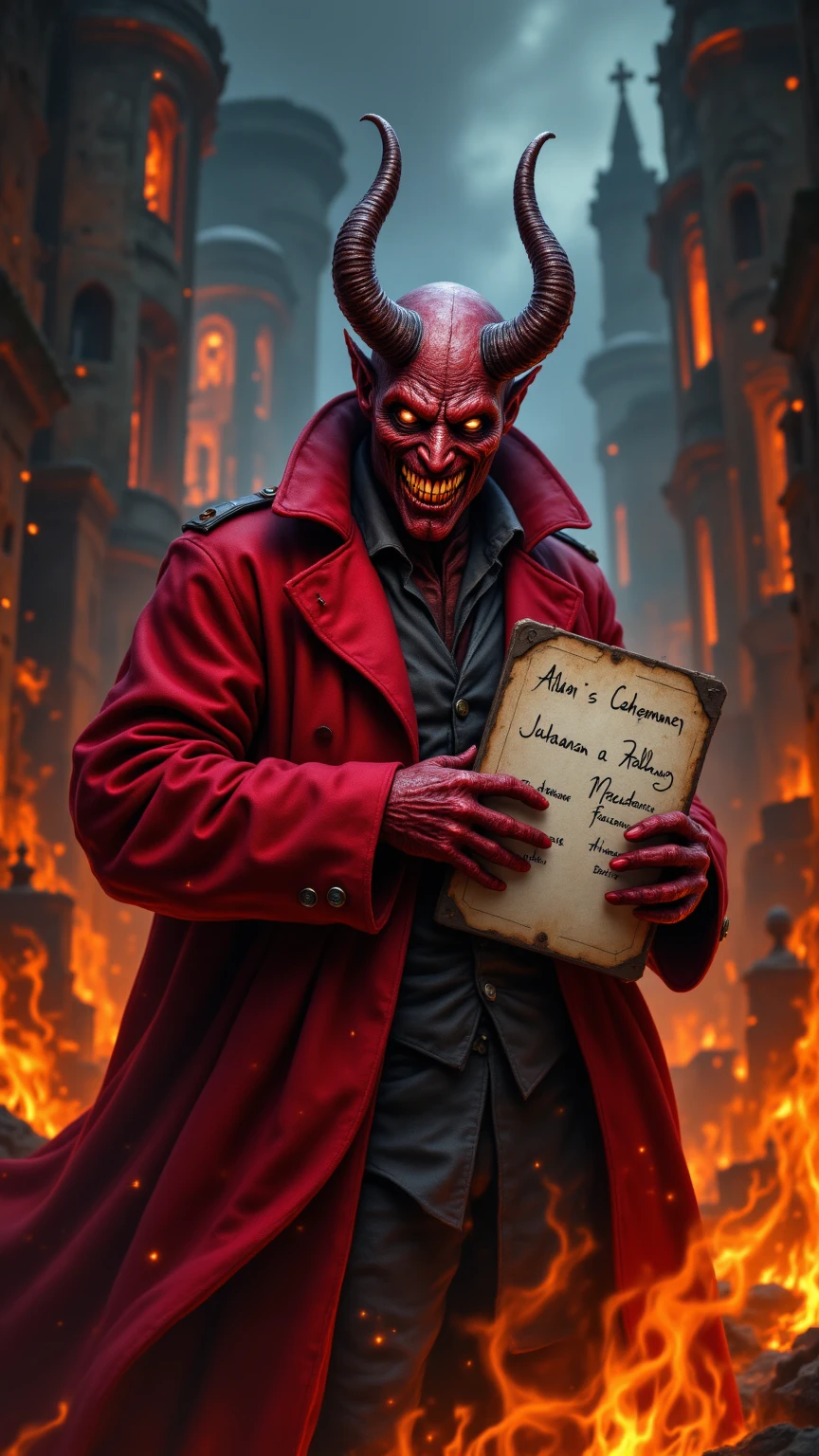 Person dressed as a devil holding a calendar