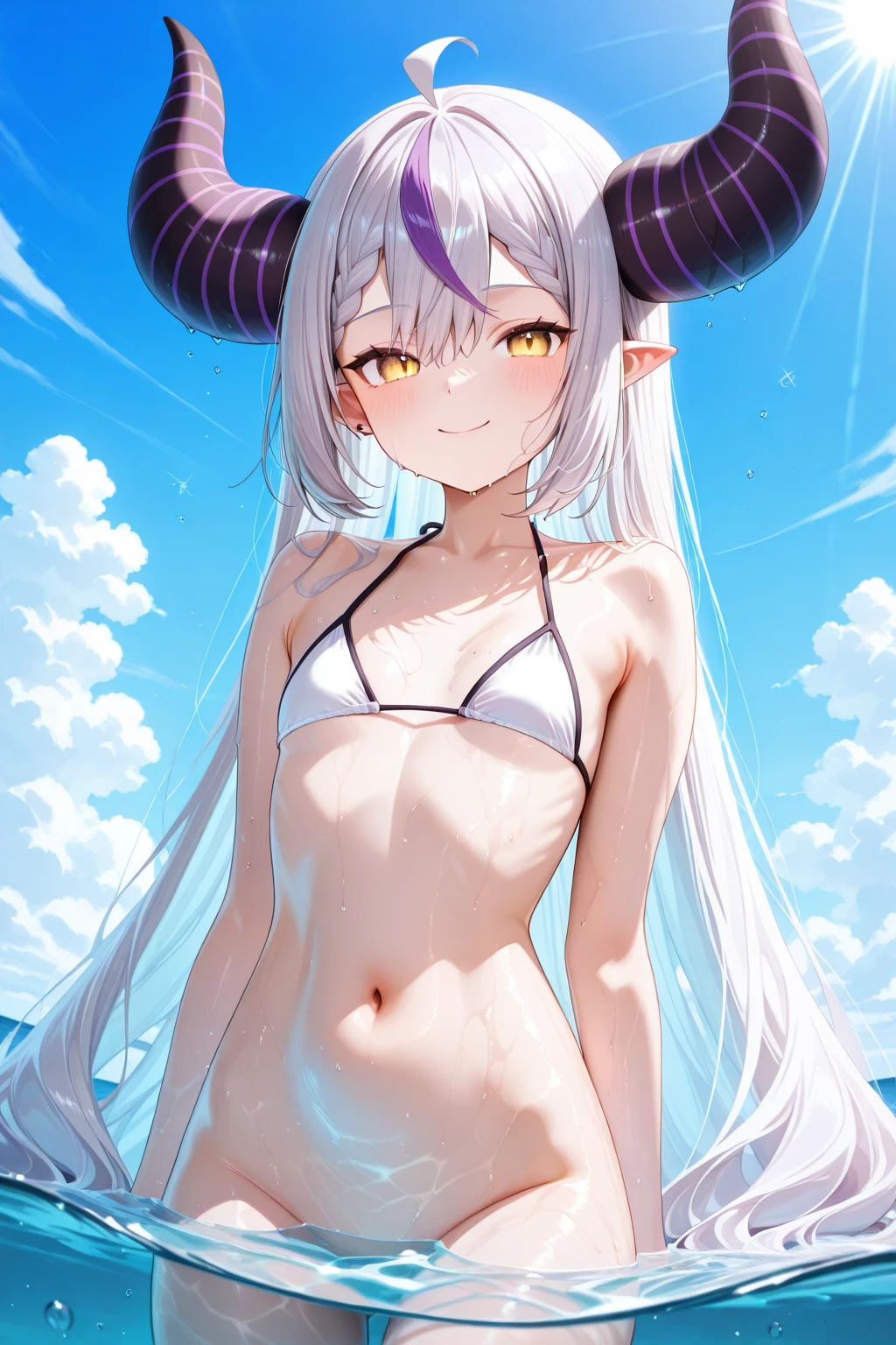 Emilia, One girl, Emilia (Again:zero), alone, Mouth closed, Purple eyes, hair ornaments, hair ribbon, ribbon, hair flower, Long Hair, bangs, flower, purple ribbon, Pointed Ears,Fully nude,With nipples,Pussy in full view,((on the train))