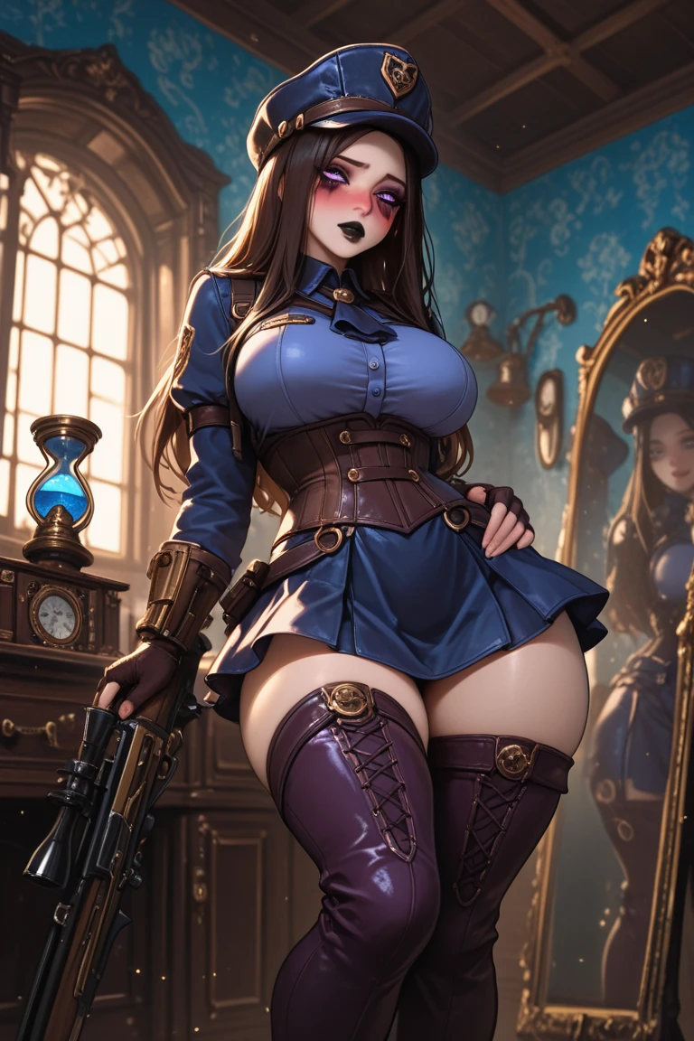 Fille corset steampunk curvy entiere debout sexy accessoires latex
