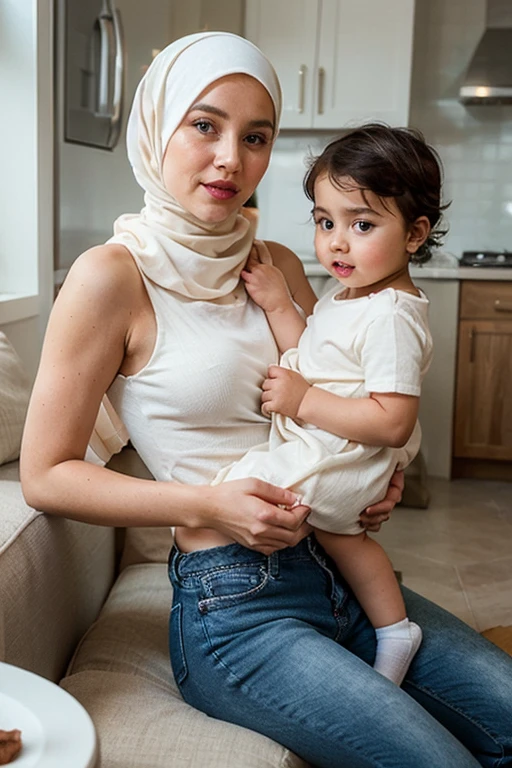 a super tall muslim girl with extremely large breasts