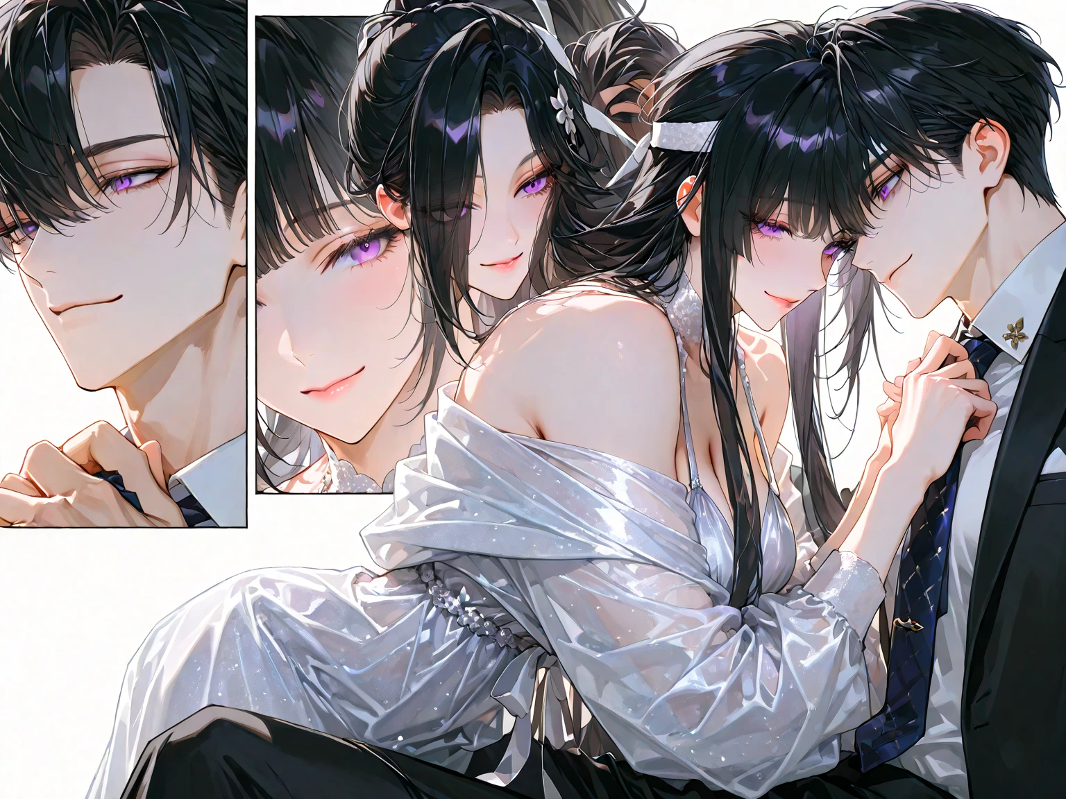 nsfw,(black hair),(very long straight hair),((fellatio))