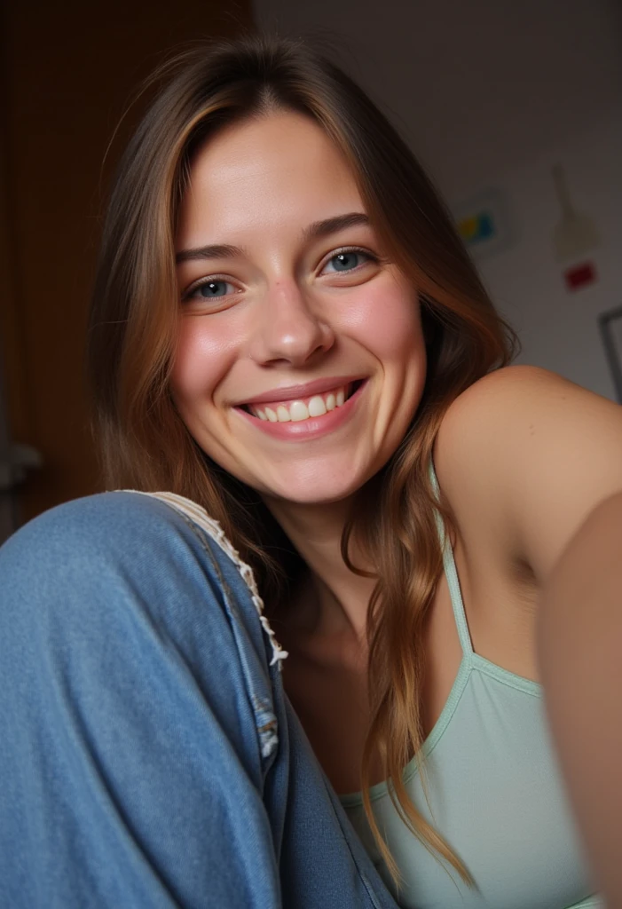 Smiling with my bare chest