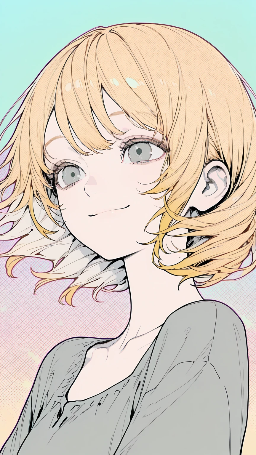 nipple, idol, blonde, (red eyes),(looking at viewer),(portrait), lineart, gesugao,gesugao facial expression, sadistic smile, nude+++