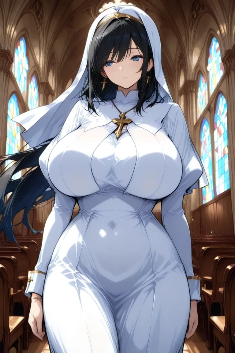 Priestess, priest clothing, woman, large breast, praying