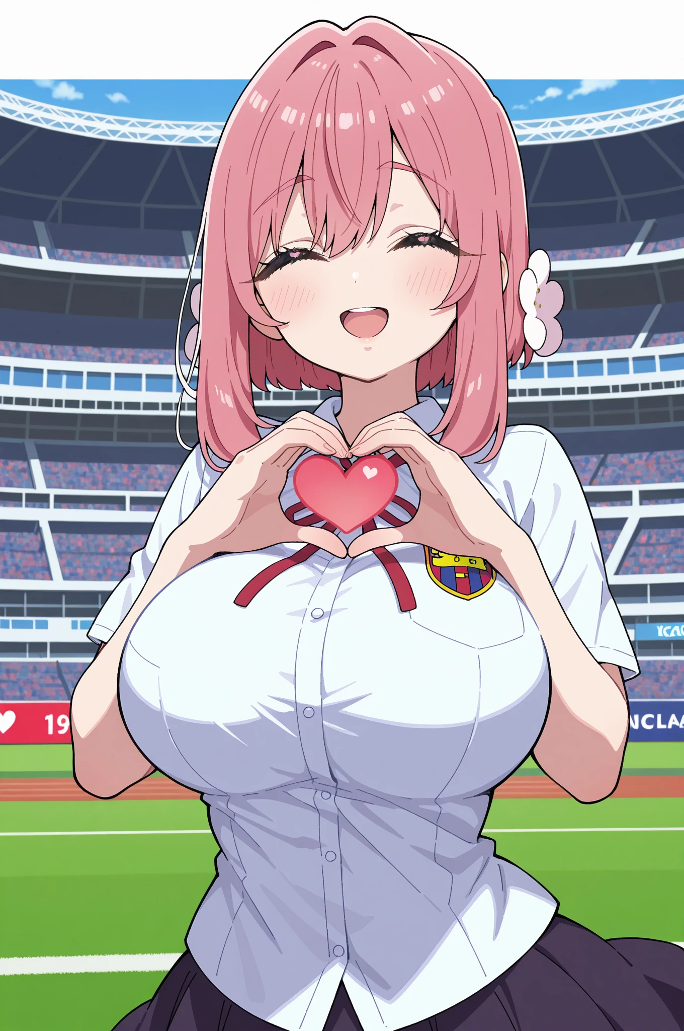 ram invader, be familiar with, anime, (Torn nurse uniform: 1.2), masterpiece, highest quality, open your mouth, tooth, ultra-be familiar with, yellow eyes, cute eyes, be familiar with顔, pretty girl, 大きなchest, blush, (Wet: 1.2), chest, areola slip, (Normal position:1.2), (nipple: 1.2), (On a football field full of people: 1.2), (heart-shaped pupil: 1.5)