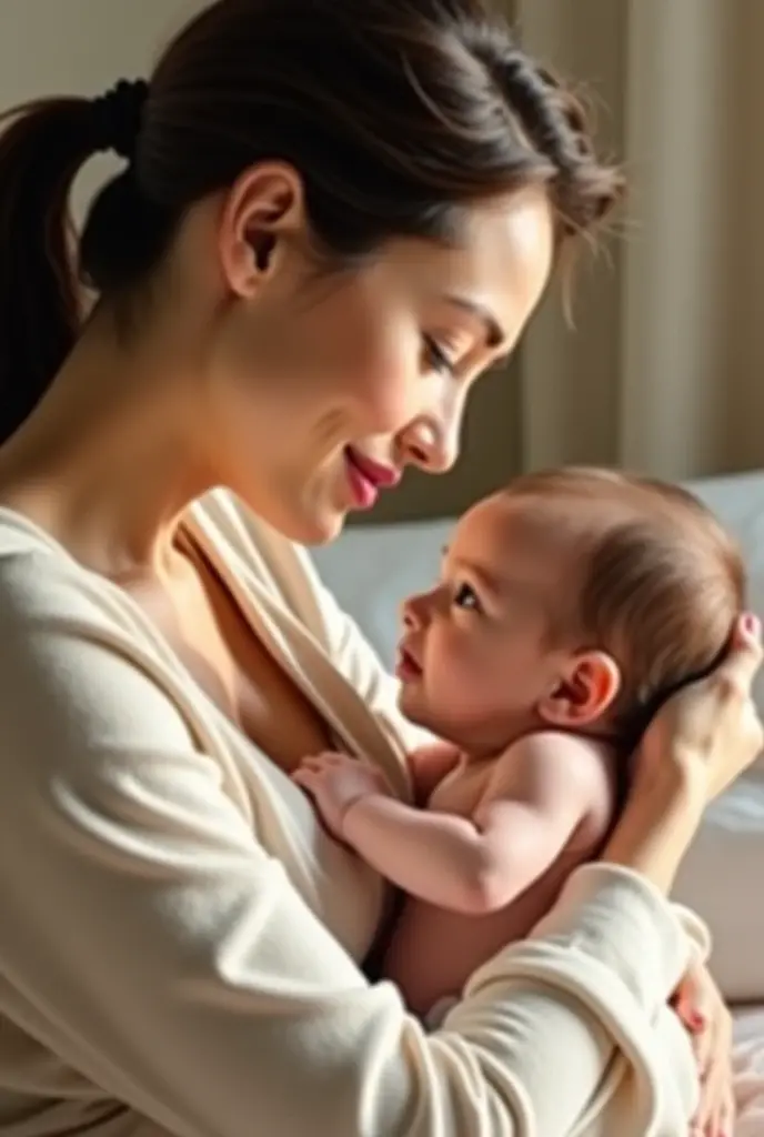 A baby feeding on breast milk 