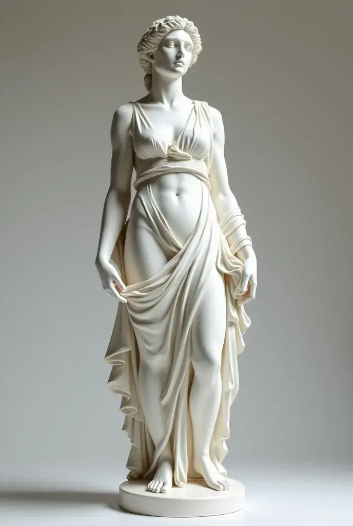 Image of a woman carved in marble. The woman appears to be without clothes but covered by a thin sheet, allowing the shape of her body to appear without being vulgar.