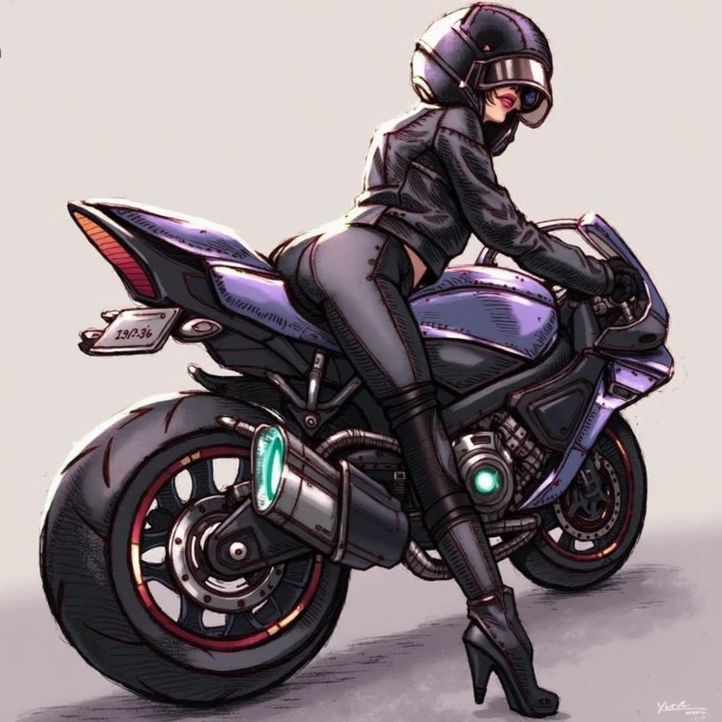 Highest image quality, outstanding details, ultra-high resolution, (realism: 1.4), the best illustration, favor details, highly condensed 1girl, with a delicate and beautiful face, dressed in a trabsparent lingerie , wearing a mecha helmet, holding a directional controller, riding on a motorcycle, the background is a high-tech lighting scene of the future city.