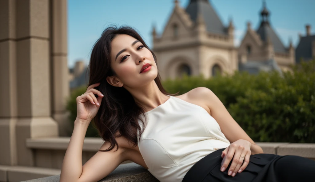 <lora:reba4:0.87:lbw=1,0,0,0,1,1,0,0,1,1,1,1,1,1,1,1,1>reba face,reba body,(good hands,perfect hands),
pose,supermodel,
On the streets of Paris, there is a beauty walking alone, as if she has become the beautiful scenery of this romantic city. Her bright smile exudes an elegant charm that makes people stop and admire.The streets and alleys of Paris are filled with a strong artistic atmosphere. The beauty passes by galleries, admiring artworks of various genres. There is a sparkle in her eyes as if she is having a spiritual conversation with these paintings.As the sun sets, the entire city is bathed in a golden glow. The beauty sits by the Seine River, gazing at the distant Eiffel Tower. There is longing and aspiration in her eyes. The river flows gently beneath her feet, as if telling the romantic stories of this city.She is wearing a red long dress that contrasts beautifully with the surroundings, highlighting her elegant temperament. Her long hair blows in the wind, blending with the city's atmosphere.
This picture is full of romance and beauty, and the beauty's presence makes the entire city shine with a different radiance. She complements the city, creating an unforgettable and beautiful painting.
(black hair:1.34),
(white dress:1.9),(white skin,),(pov:1.34)
smile,
(looking at viewer),
supermodel,
(depth of field:1.69),(long exposure:1.2),(dynamic motion:1.13),(Extreme Aestheticism:1.93),offical art,first person view,blurry background,(professional photograph:1.5),
(8k, RAW photo, best quality, masterpiece:1.2), (realistic, photo-realistic:1.85), (ultra-detailed:1.5), highres
<lora:epi_noiseoffset2:1>