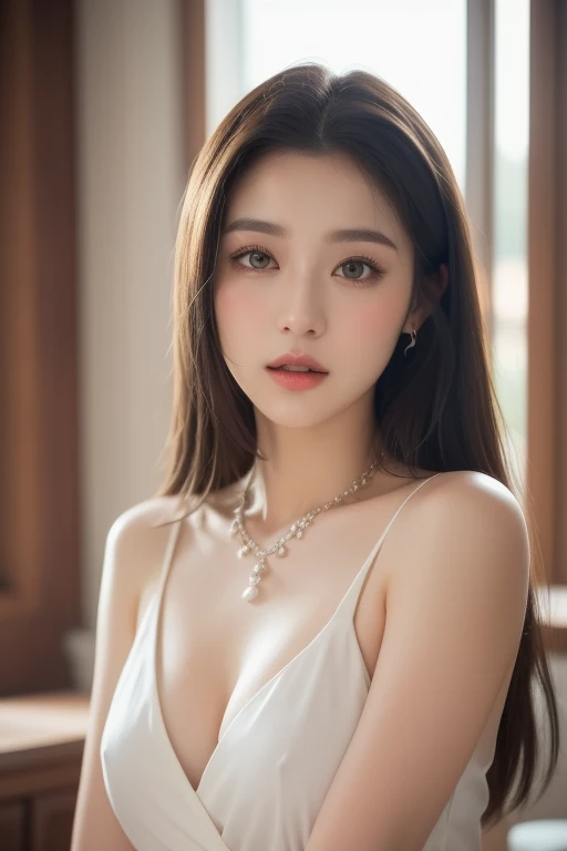 ((Adeline,black hair color)), Random pose, (Extremely exquisite and beautiful work), (masterpiece), 1 busty girl, Very detailed、Red Elegant Wedding Dress, have, Very detailed content, Ponytail Twist, Charming expression, beautiful clear eyes, Green pupils, beautiful necklace, Beautiful earrings, Simple blurred background, Extremely detailed description, Big breasts are beautiful, Big breasts are attractive, Ultra Detailed, Delicate face, Delicate figure, Thin clavicle,Lovely lips, Behind the gentleman ,(8k, original photo, best quality, masterpiece:1.2), (Realistically, Real shot:1.37), 1 girl, cute big breasts, Overlooking the city, night, rain, moisture, Professional lighting, Photon Mapping, Wireless City, Physically Based Rendering, Above the waist,