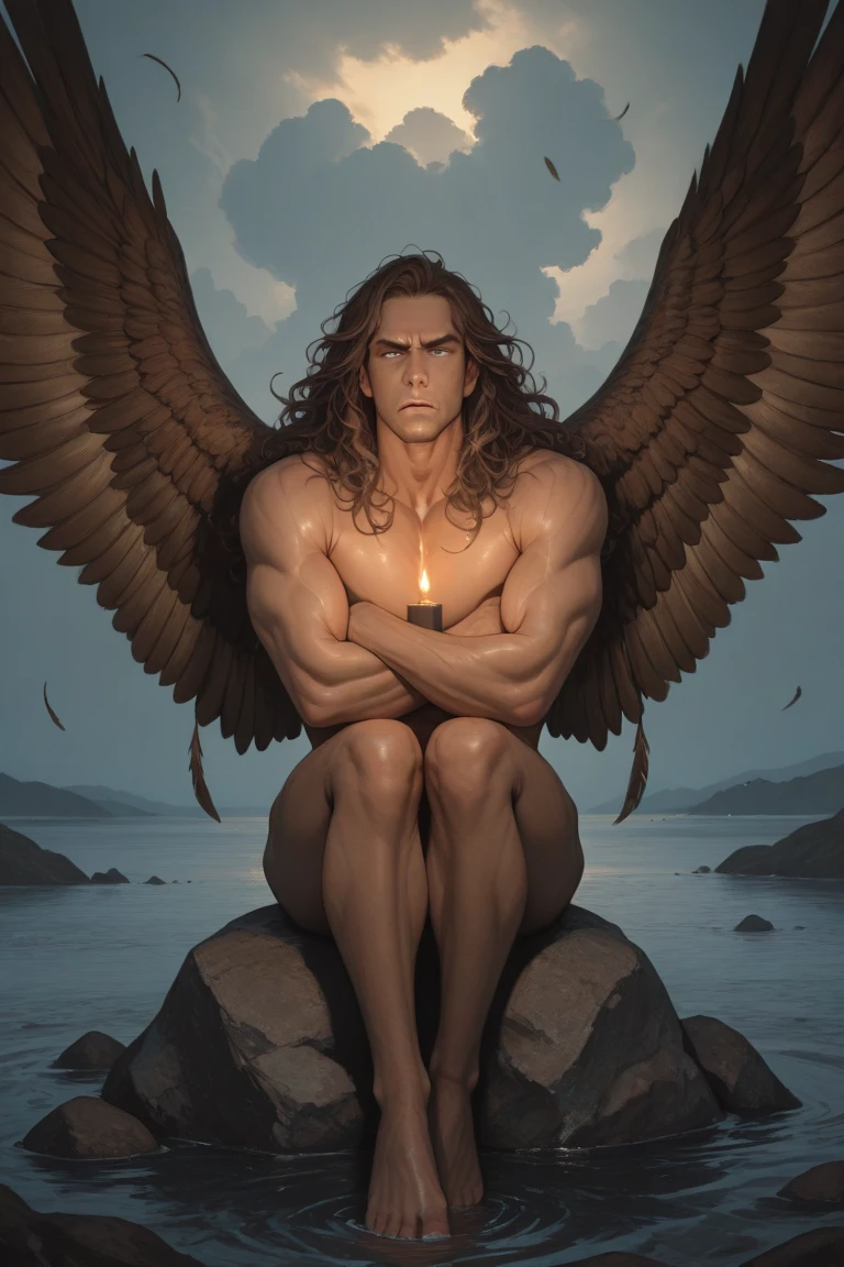 ultra-detailed, masterpiece, masterwork, high quality, best quality, hdr, (nature,), , male, solo, avian, (()), (white little body crow), (long silver hair, beak, closed eyes sleeping), horn, dragon ears, lying, dynamic angle, (micropenis, , perfect ), Hands and wings in one piece,