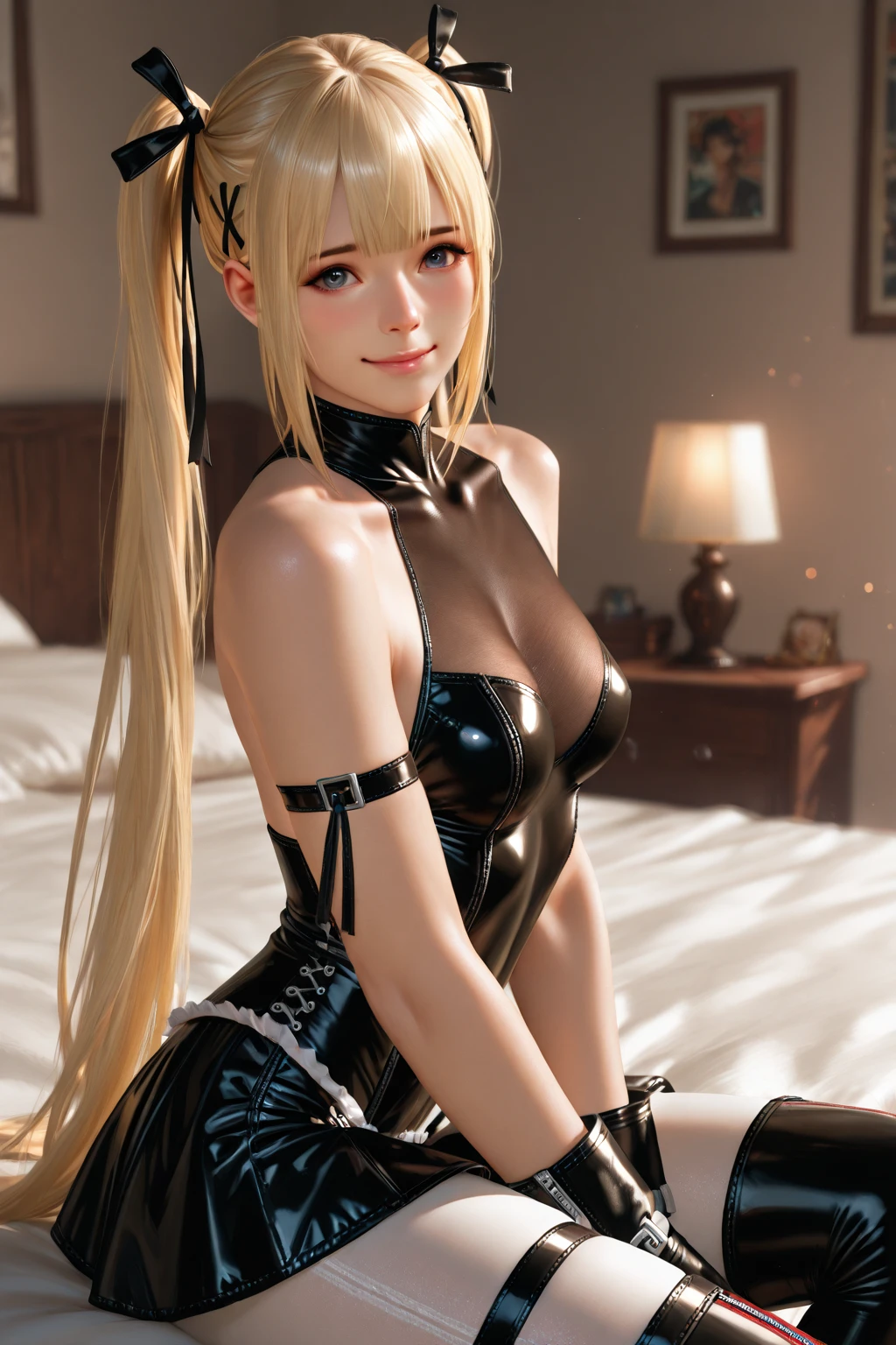 A girl, Lolita style, maid, butt, back to me, back to the camera, fat butt, white butt, beautiful butt, fat butt, beautiful butt, ass, kneeling position, hands on the ground, sticking out her butt, Buttocks, camel toe, pubic mound, mons pubis, blonde hair, long hair, twin tails, long twin tails, bangs, heterochromatic eyes, one pupil is purple, one pupil is gold, black stockings, stockings, flesh Legs, black lace panties, panties, briefs, lace, lace briefs, translucent briefs, blush, tenderness, smile, high quality, don't show excessive composition problems, masterwork, skin Fair, smooth skin, clear pupils, high-definition picture quality, perfect composition , fine characterization, extreme details, coordination of light and shadow, precise body proportions, (correct proportions of facial features), (exquisitely sculpted face), epic works, 8K, (Masterpiece), (High Quality), (Super Detailed), ((Illustration))