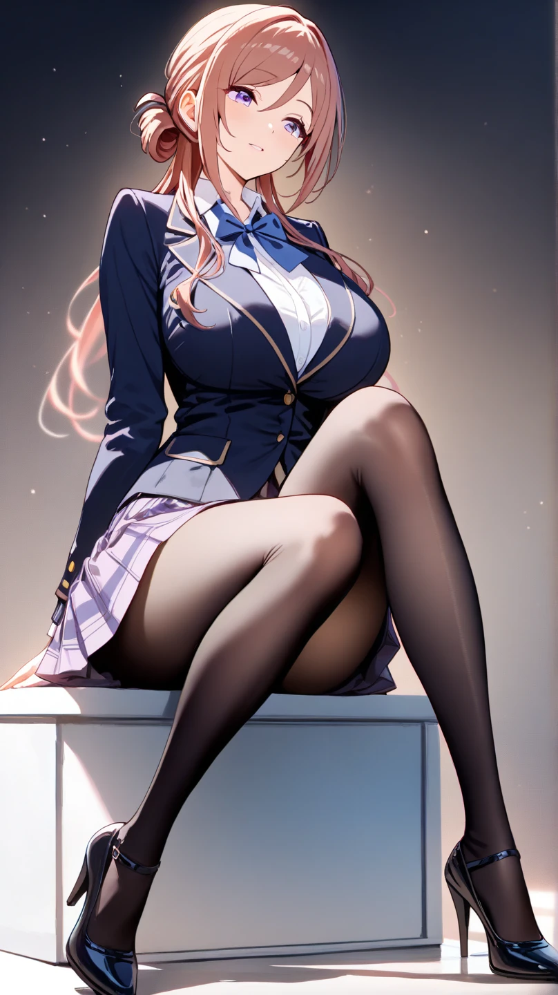 (masterpiece, realistic:1.3), (extremely intricate:1.2), (photorealistic:1.4), (extremely delicate), (ultra realistic:1.3), (medium shot:1.2, (from below, long angle shot:1.3), (pantyshot:1.2)), (modelshot style), (photographed on a Canon EOS R3, 50mm wide angle lens, F/8 aperture), hyperrealistic photography, extremely detailed CG unity 8k wallpaper, UHD, HDR, RAW photo, dslr, hyperrealistic 3d render, realistic LUT, cinematic LUT,
<lora:ostris_HDhelper_v10:0.1>, <lora:ostris_detailSlider_v40:1.2>, <lora:envy_betterhands_beta2:1.2>, (pale skin, detailed skin:1.3, Glossy skin + Shiny skin:1.1), hair ornament, exquisite stud earrings, (gigantic breasts:1.3), skinny body, fit body, slim, narrow waist, slim legs, long legs, high heels,
school, office, sitting on desk,
<lora:enigmata_bibleBlack_takashiroHiroko_v20:0.8>, TakashiroHiroko, purple eyes, long hair, (red hair:1.3), straight hair, jewelry, teacher, blouse, bowtie, blazer, pencil skirt, thighhighs, curvy, purple panties, lace panties, <lora:fefaaiart_perfectCameltoePussy_v10:0.5>, cameltoe view, cameltoe,