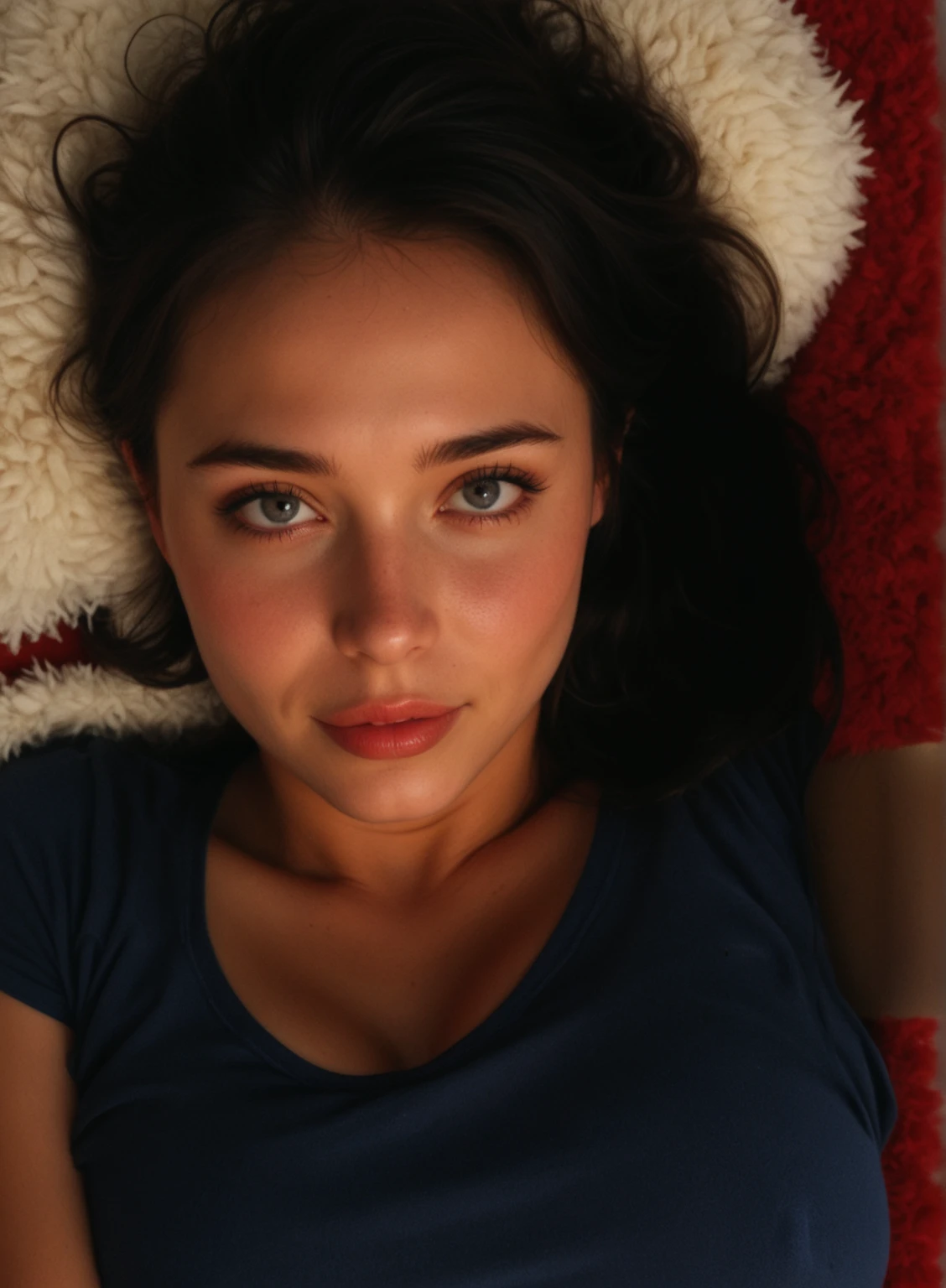 Give me the image of a man lying in bed with a sexy woman on top of him, wearing a sexy nightgown, and they are about to have an intimate relationship. The woman has a look of pleasure on her face while her ethereal spirit is behind her, with a dark energy that drains the man's energy. The image should be hyper-realistic, in 8K high definition, and in a 16:9 format