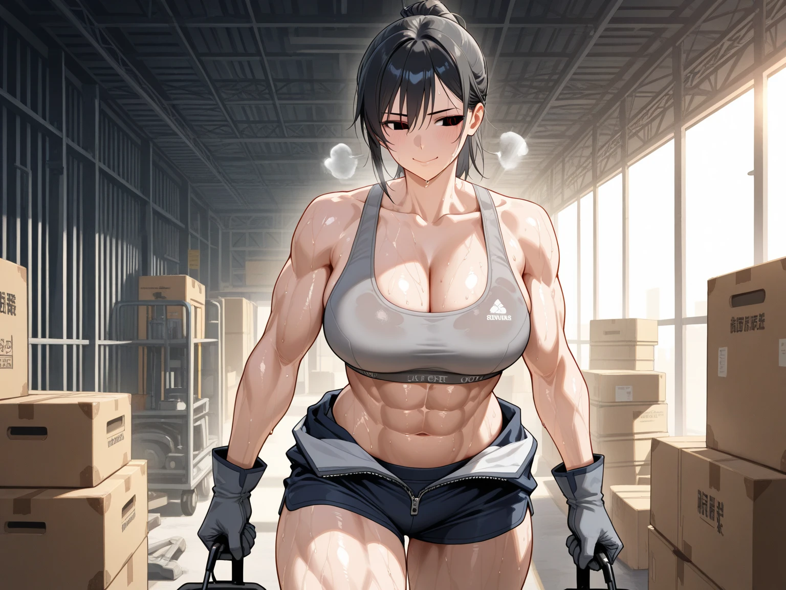 Muscular man lifting weights