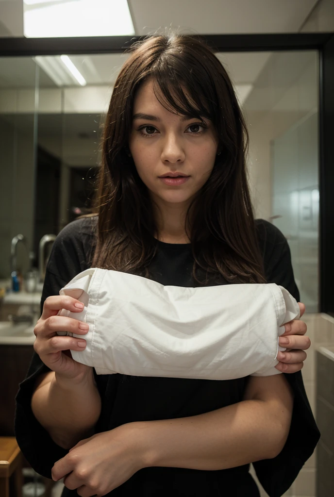 Highest quality, masterpiece, high resolution, 8k, cinematic lighting, sharp resolution, ((from side)), medium shot, 1 woman with chin length hair, short hair, dark bob cut, thick hair, center part, undercut nape, stacked bob, voluminous hair, luxurious hair, in her 30s, purple blouse, knee length, skirt, dark stockings, and calf boots, baggy blouse, wrinkled clothing, detailed face, looking at viewer, focus on face, photo realistic, character, video game cut scene, smooth, anime, detailed face, perfect skin, beautiful, Insanely detailed, close up, duct tape gag, ((tape gag: 1.4)), gag, ((gagged)), (((arms bound behind back))), elbows taped, wrists taped, desperate struggle, thrashing, arched back, in vehicle, in car seat, being taken away, driven away, abducted, frightened, pleading eyes, desperate escape attempt, stalker, , true crime, peril, impending